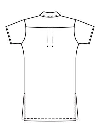 Технический рисунок свободного платья рубашечного кроя спинка