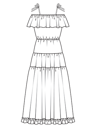 Технический рисунок платья в стиле бохо