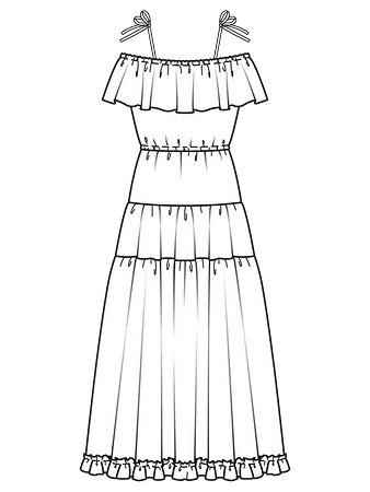 Технический рисунок платья в стиле бохо спинка