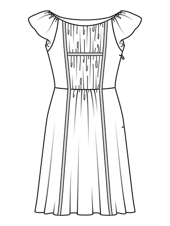 Технический рисунок платья в романтичном стиле