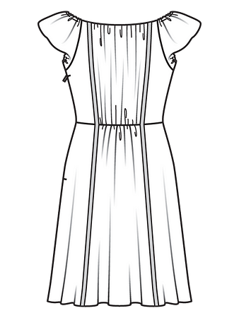 Технический рисунок платья в романтичном стиле спинка