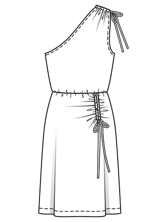 Технический рисунок платья на одно плечо