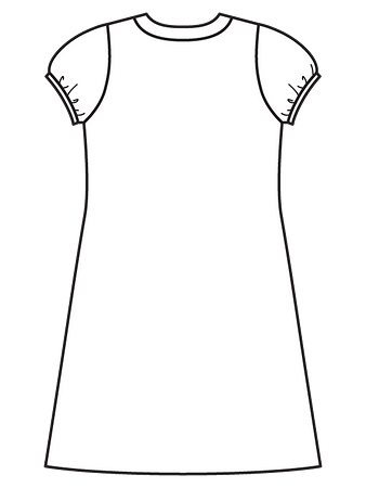 Технический рисунок платья расклешенного силуэта с V-вырезом спинка
