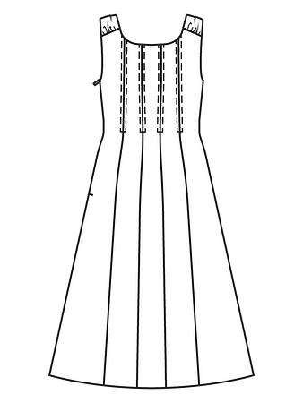 Технический рисунок платья-сарафана  с декоративными бретелями спинка