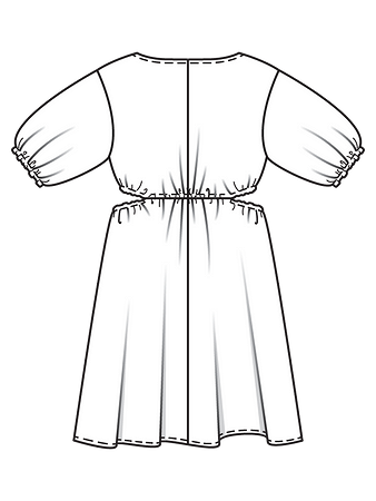Технический рисунок платья с вырезами на талии спинка