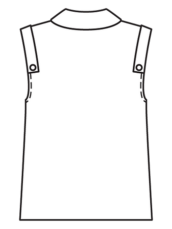 Технический рисунок жилета-блузки в стиле сафари спинка