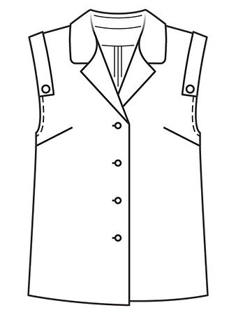 Технический рисунок жилета-блузки в стиле сафари