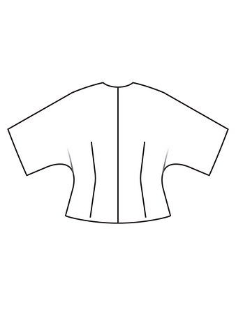 Технический рисунок эффектной блузки с цельнокроеными рукавами спинка