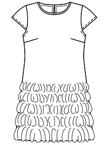 Технический рисунок платья А-силуэта с мини-рукавами