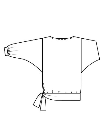 Технический рисунок пуловера прямого кроя вид сзади
