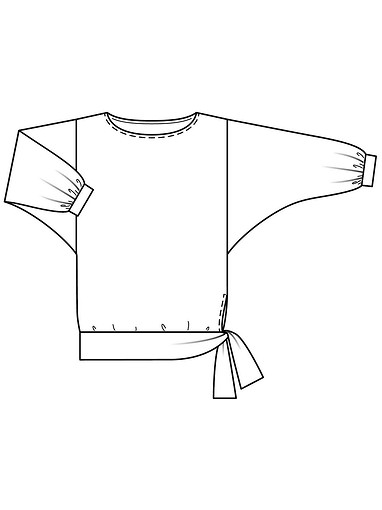 Пуловер прямого кроя с завязывающимся поясом