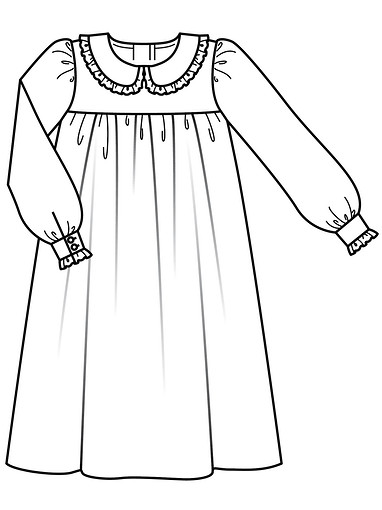 Платье с оборками на воротнике и манжетах