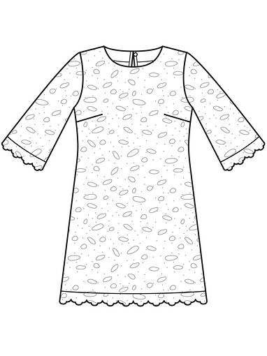 Платье А-силуэта с рукавами-раструбами