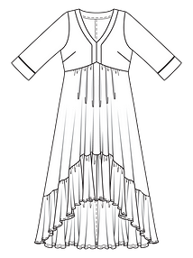 Технический рисунок платья в стиле бохо