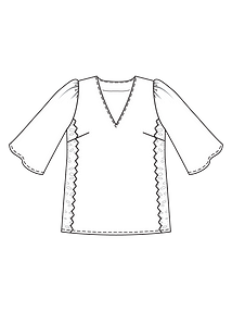 Технический рисунок блузки с декоративными элементами из кружева