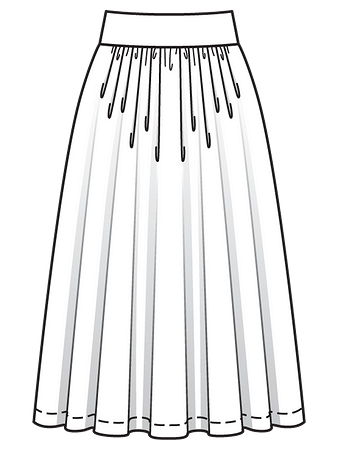 Технический рисунок юбки со сквозной застёжкой вид сзади