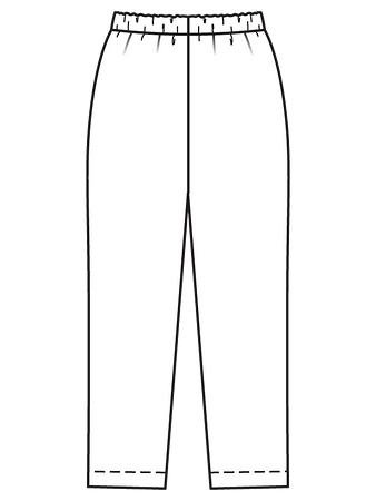 Технический рисунок брюк на эластичном поясе вид сзади