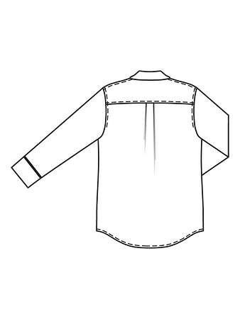 Технический рисунок блузки в пижамном стиле спинка