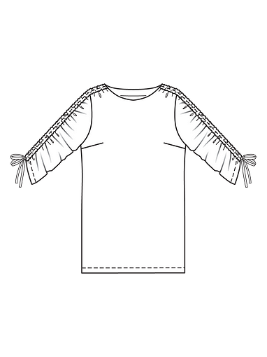 Пуловер с присборенными рукавами