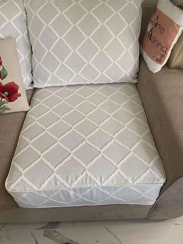 Чехол и подушки на диван из фактурного льна от Fern13