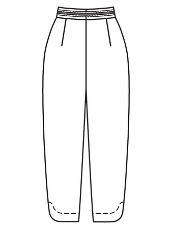Технический рисунок брюк в восточном стиле вид сзади