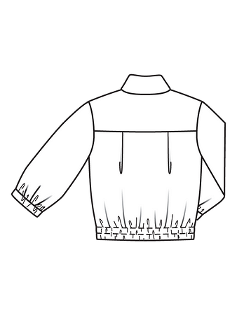 Технический рисунок блузона с объёмными рукавами спинка