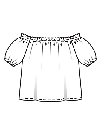 Технический рисунок блузки в стиле кармен спинка