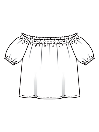 Технический рисунок блузки в стиле кармен