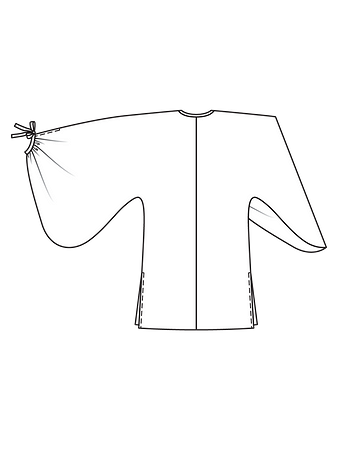 Технический рисунок туники с экстравагантными рукавами спинка