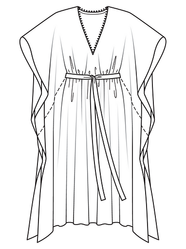 Платье-кафтан с декорированным V-вырезом