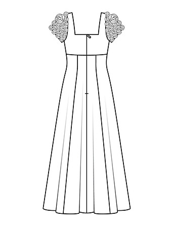 Технический рисунок платья силуэта ампир вид сзади