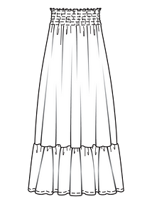 Технический рисунок длинной юбки с широкой оборкой