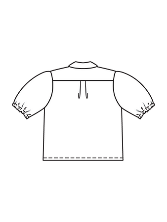 Технический рисунок блузки с воротником и лацканами спинка