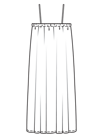 Технический рисунок простого сарафана на бретелях-спагетти спинка