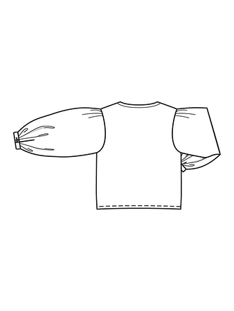 Технический рисунок блузки с объёмными рукавами в стиле этно спинка