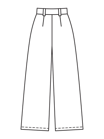 Технический рисунок широких брюк марлен вид сзади