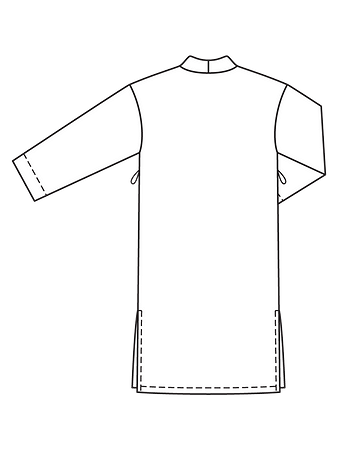 Технический рисунок атласного халата с широкими рукавами спинка