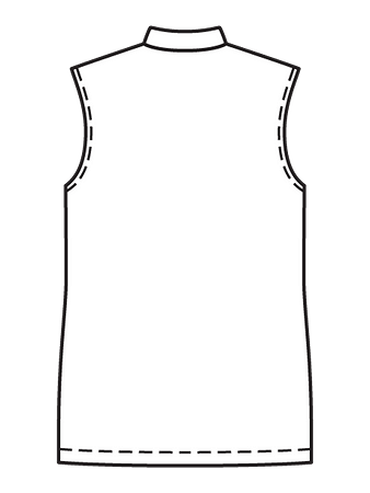 Технический рисунок блузки с оригинальными плечевыми швами спинка