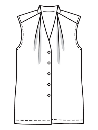 Технический рисунок блузки с оригинальными плечевыми швами