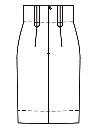 Технический рисунок юбки-карандаш с завышенной талией вид сзади