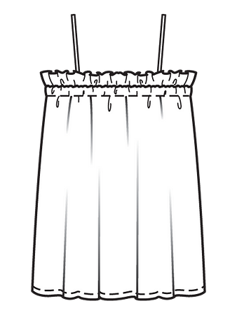 Технический рисунок простого топа на бретелях-спагетти спинка