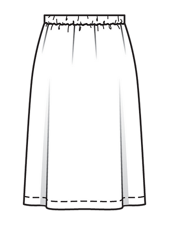 Технический рисунок юбки с регулируемой драпировкой вид сзади