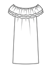 Платье прямого кроя в стиле кармен