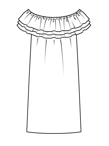 Платье прямого кроя в стиле кармен
