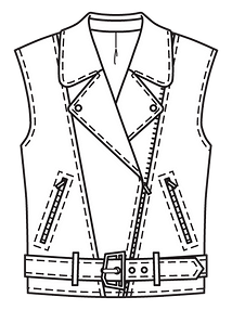 Технический рисунок жилета  в байкерском стиле