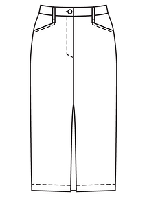 Технический рисунок юбки миди в джинсовом стиле