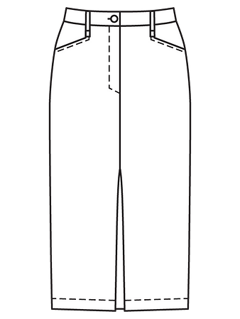 Технический рисунок юбки миди в джинсовом стиле