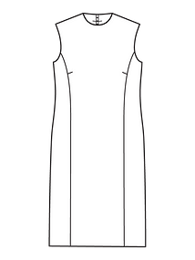 Технический рисунок платья-футляр приталенного силуэта