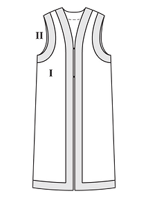 Технический рисунок длинного жилета в стиле этно
