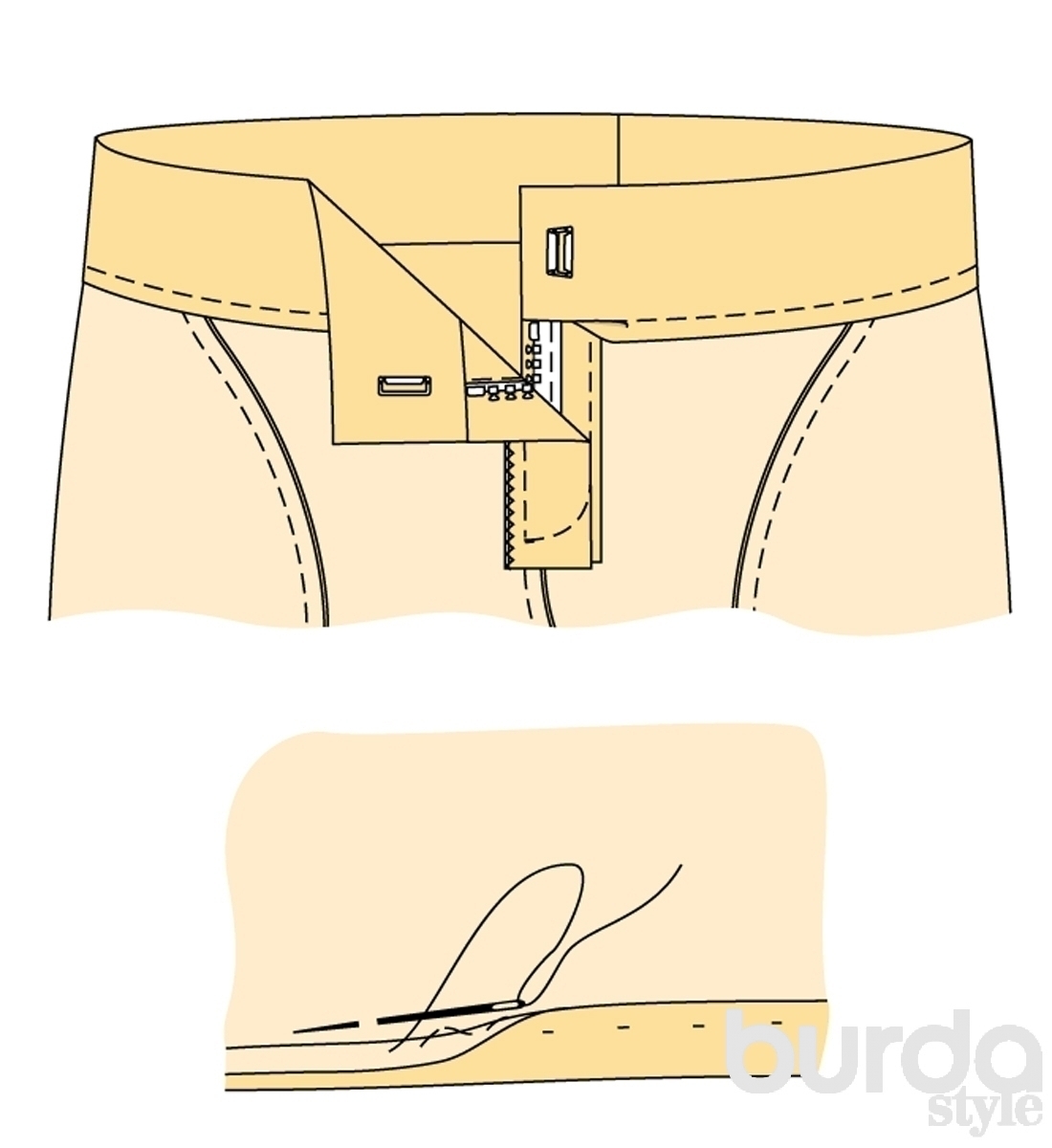Как пришить пояс на юбку